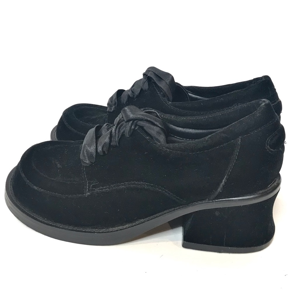 ZODIAC Vintage Velvet Platform Shoes Ribbon Laces